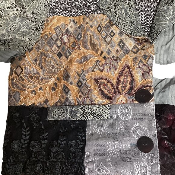 VTG Surya M BOHO Patchwork Cropped Jacket Mixed Media Beaded Embroidered 184B - Picture 9 of 10